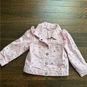 Gap Kids Pink Floral Jean Jacket with Ruffle detail